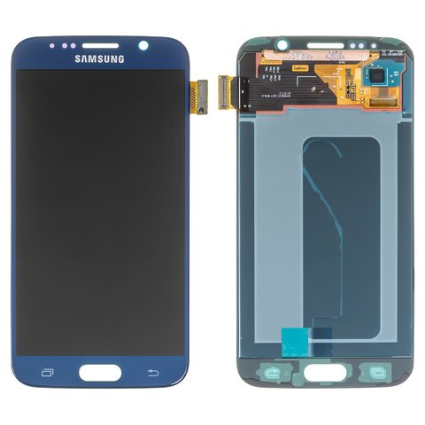 Дисплей для Samsung G920 Galaxy S6, синий, без рамки, Оригинал переклеено стекло 
