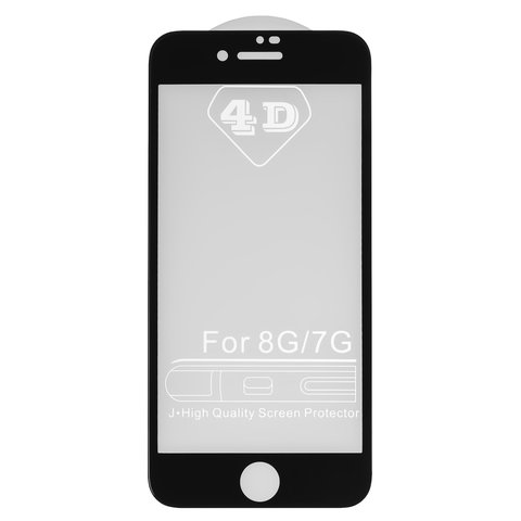 Защитное стекло All Spares для Apple iPhone 7, iPhone 8, iPhone SE 2020, 0,26 мм 9H, 5D Full Glue, черный, cлой клея нанесен по всей поверхности