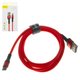 USB кабель Baseus Cafule, USB тип-A, Lightning, 100 см, 2,4 А, червоний, #CALKLF-G09
