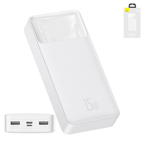 Power bank Baseus Bipow Digital, 20000 мАч, 15 Вт, белый, #PPDML J02