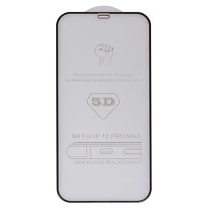 Захисне скло для Apple iPhone 12 Pro Max, сумісне з чохлом, Full Glue, без упаковки , чорний, шар клею нанесений по всій поверхні