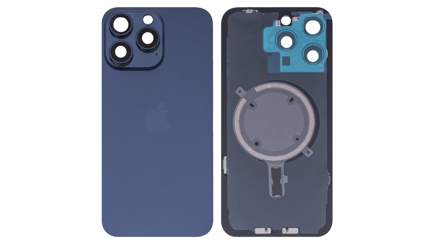 Задня панель корпуса для iPhone 15 Pro Max, синя, із склом камери