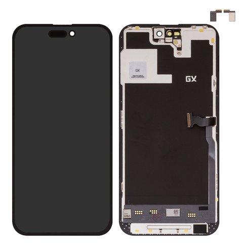 Дисплей для iPhone 14 Pro Max, черный, с рамкой, High Copy, без микросхемы, AMOLED , GX OEM soft, 120Hz