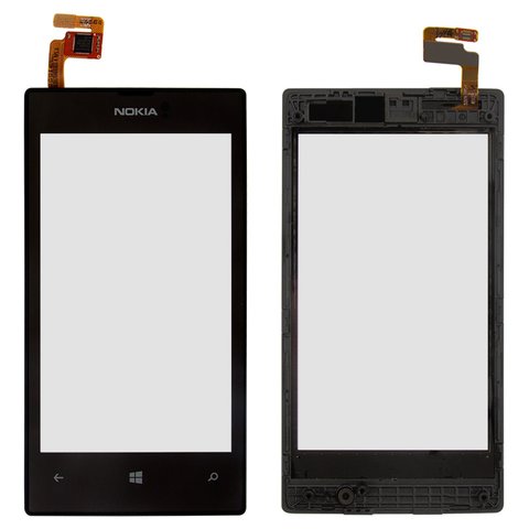 Touchscreen compatible with Nokia 520 Lumia, 525 Lumia, with frame, black 