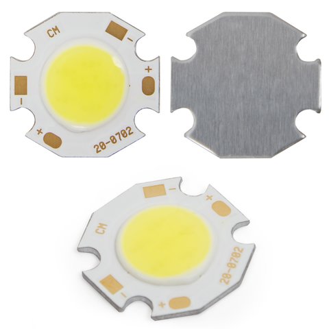 COB LED Chip 7 W cold white, 650 lm, 20 mm, 300 mA, 21 23 V 