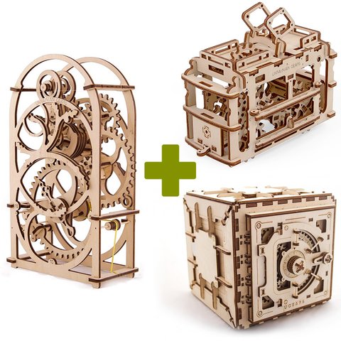 Механический 3D пазл UGEARS Премиум коллекция набор из 3 шт. 