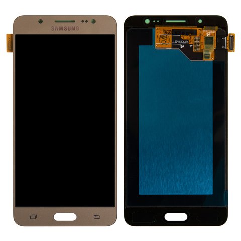 Pantalla LCD puede usarse con Samsung J510 Galaxy J5 2016 , dorado, sin marco, Original PRC , original glass