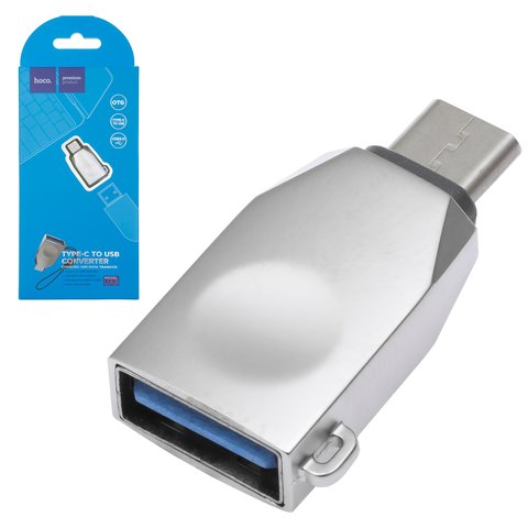 Адаптер Hoco UA9, USB тип C, USB тип A, серебристый