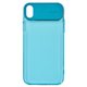 Чехол Baseus для iPhone XR, голубой, со вставкой из PU кожи, прозрачный, пластик, PU кожа, #WIAPIPH61-SS13