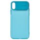 Funda Baseus puede usarse con iPhone X, iPhone XS, azul claro, transparente, con adorno de cuero sintético, plástico, cuero PU, #WIAPIPH58-SS13