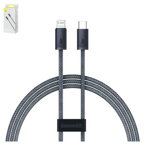 Cable USB Baseus Dynamic Series, USB tipo C, Lightning, 100 cm, 20 W, gris, con revestimiento de nylon, #CALD000016