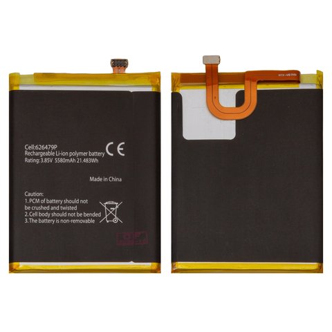 Battery 626479P compatible with Blackview BV9600, BV9600 Pro, Li ion, 3.85 V, 5580 mAh, Original PRC  