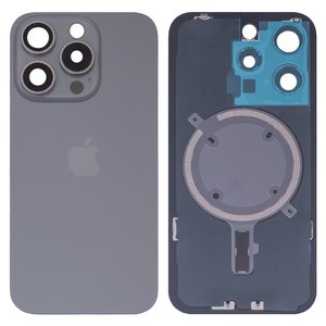 Panel trasero de carcasa puede usarse con iPhone 15 Pro, gris, con vidrio de cámara, HC, natural titanium