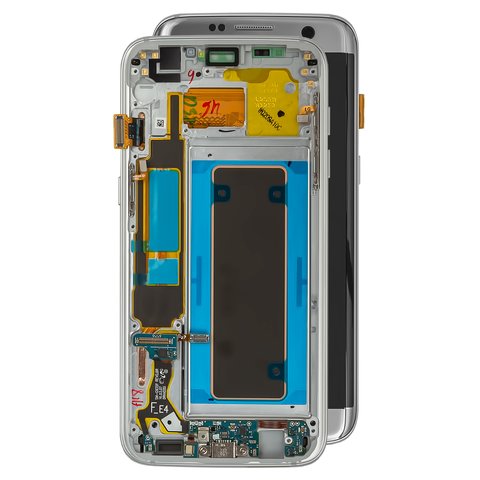 LCD compatible with Samsung G935 Galaxy S7 EDGE, silver, with frame, Original PRC , original glass 