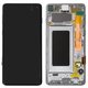 LCD compatible with Samsung G973 Galaxy S10, (white, with frame, Original, service pack) #GH82-18850B/GH82-18835B