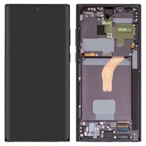 LCD compatible with Samsung S908 Galaxy S22 Ultra 5G, black, with frame, Original PRC