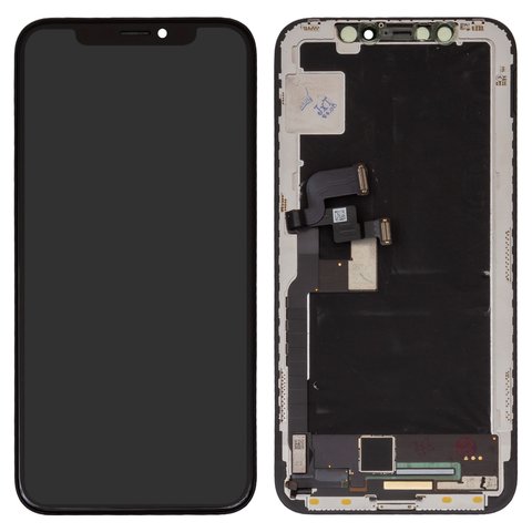 LCD compatible with iPhone X, black, with frame, change glass, with camera and proximity sensor plastics 