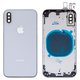 Housing compatible with iPhone XS, (silver, with SIM card holders, with side buttons, silver)