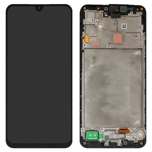 LCD compatible with Samsung A165 Galaxy A16, black, with frame, original change glass 