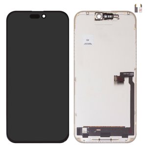 LCD compatible with iPhone 16 Pro Max, black, with frame, HC, without IC, OLED , GX OEM hard 