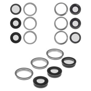 Vidrio de cámara puede usarse con iPhone 11 Pro Max, plateado, con marcos, juego de 6 uds., matte silver