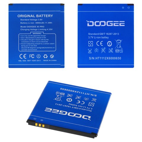 Batería puede usarse con Doogee X5, X5 Pro, X5S, Li ion, 3.8 V, 3000 mAh, Original PRC 