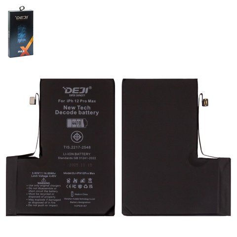 Batería Deji puede usarse con Apple iPhone 12 Pro Max, Li ion, 3.83 V , 4410 mAh, mayor capacidad, sin mensaje de error, decode battery