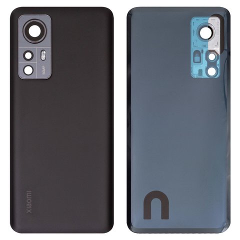 Panel trasero de carcasa puede usarse con Xiaomi 12, negra, con vidrio de cámara, Original PRC 