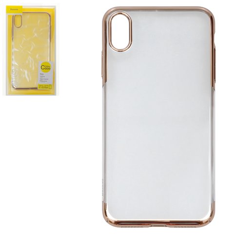 Чехол Baseus для iPhone XS Max, золотистый, прозрачный, пластик, #WIAPIPH65 DW0V