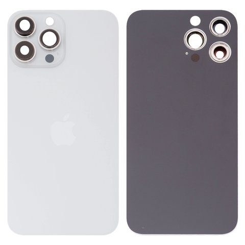 Задняя панель корпуса для iPhone 13 Pro Max, серебристая, белая, со стеклом камеры, Silver, small hole