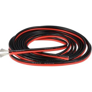 Провід в силіконовій ізоляції 2x16AWG, 1,27 мм², 1 м, чорний, червоний, UL3135