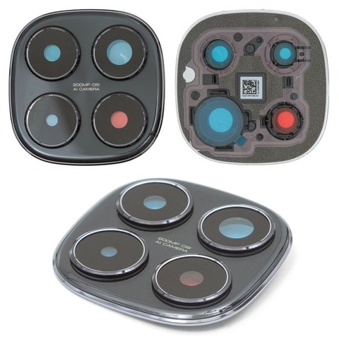 Скло камери для Xiaomi Redmi Note 14 Pro 4G, чорне, з рамкою, midnight black