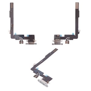 Шлейф для iPhone 16 Pro Max, коннектора зарядки, белый, с микрофоном, HC, white titanium