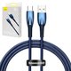 USB кабель Baseus Glimmer, USB тип-C, USB тип-A, 100 см, 100 Вт, синий, в нейлоновой оплетке, #CADH000403