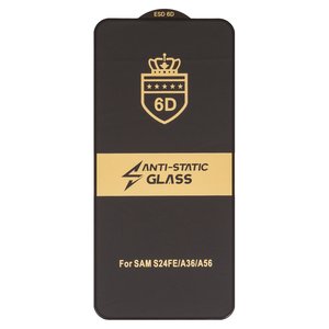 Защитное стекло ESD 6D для Samsung A366 Galaxy A36, A376 Galaxy A37, A566 Galaxy A56, A576 Galaxy A57, S721 Galaxy S24 FE, совместимо с чехлом, Full Glue, Anti Static, без упаковки , черный