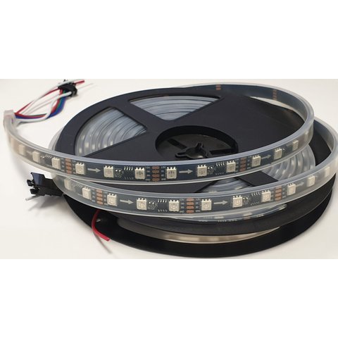 RGB LED Strip SMD5050, WS2818 black, with controls, IP67, 12 V, 60 LEDs m, 1 m 